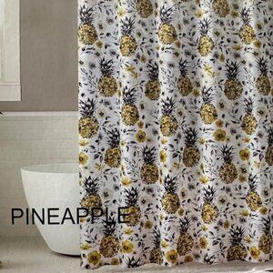 PINEAPPLE Yellow Shower Curtain With Hooks Size 70 x 72 in